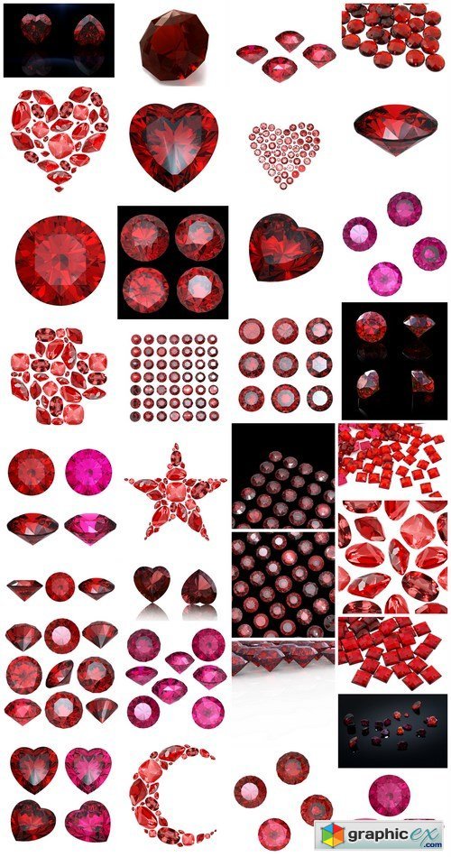 Rubies and garnets - gemstones, 33xUHQ JPEG