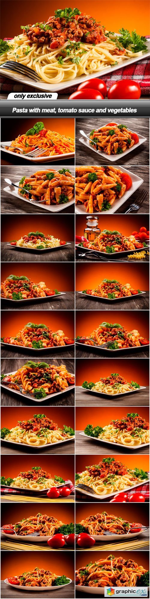 Pasta with meat, tomato sauce and vegetables - 20 UHQ JPEG