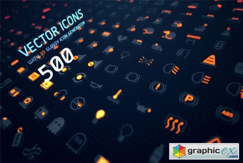 500 Vector Icons + 3D Glossy Icon Generator
