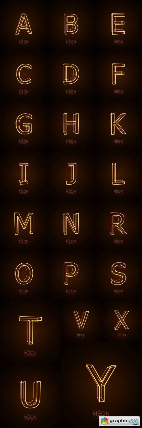 Neon 3D Letters - Font