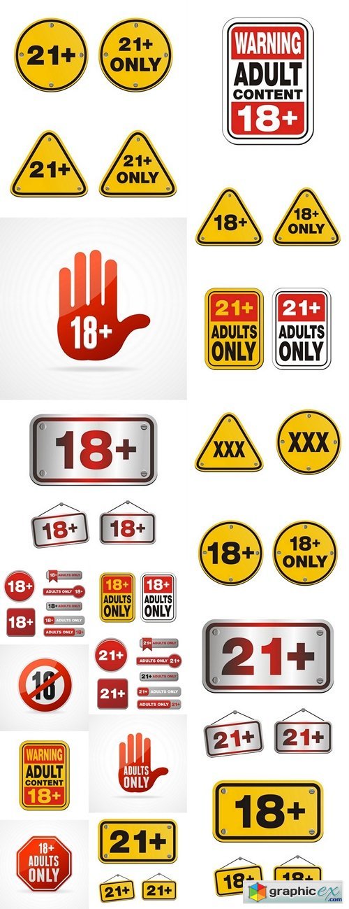 Adult Vector Round Icon of 18 sign on white
