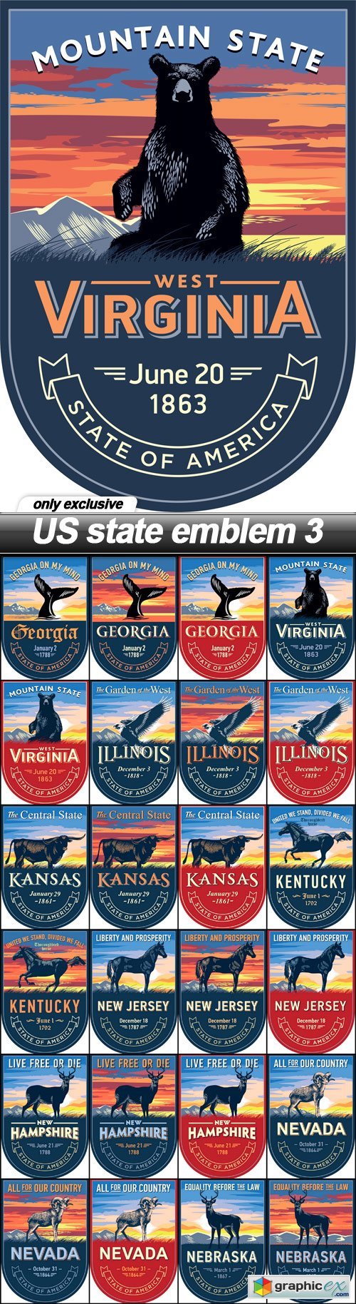 US state emblem 3 - 25 EPS