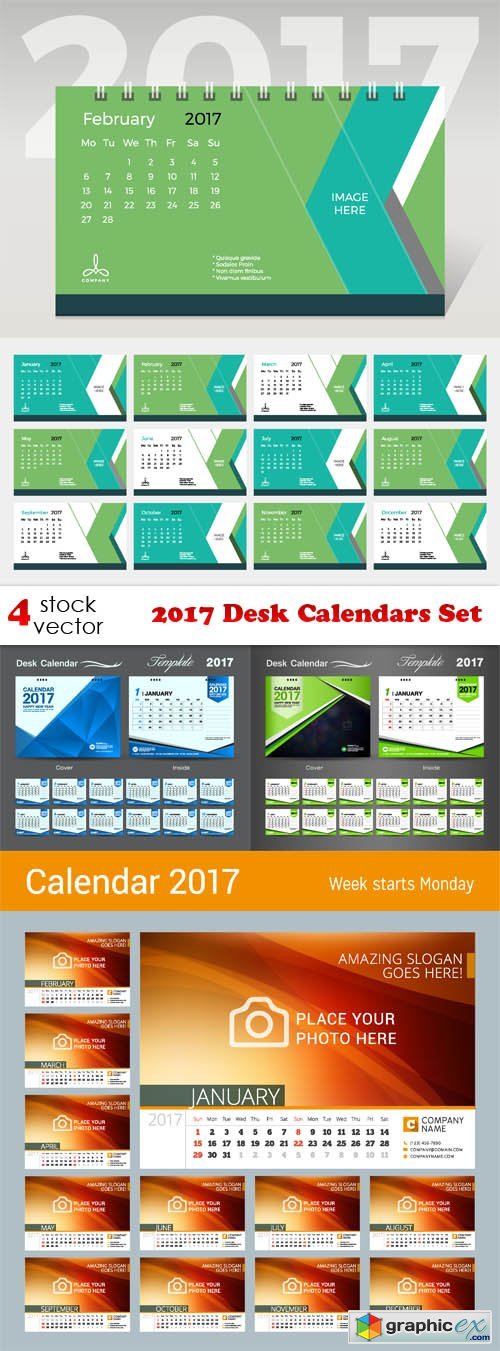 2017 Desk Calendars Set