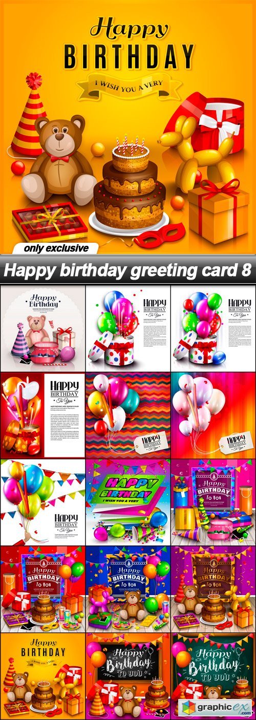 Happy birthday greeting card 8 - 15 EPS