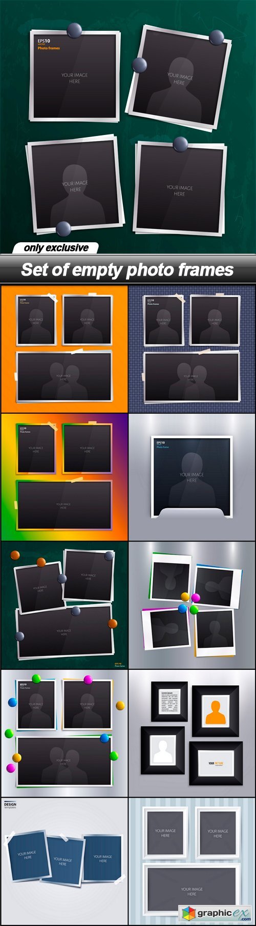 Set of empty photo frames - 11 EPS