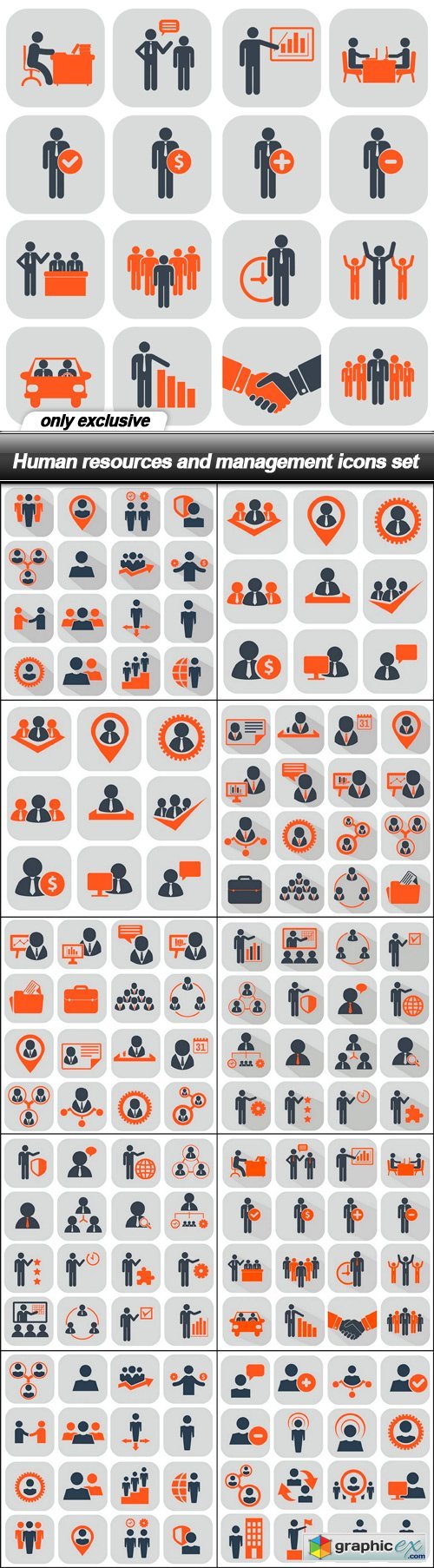 Human resources and management icons set - 11 EPS