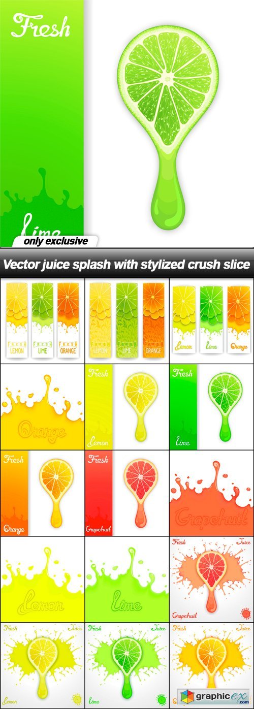 Juice splash with stylized crush slice - 15 EPS