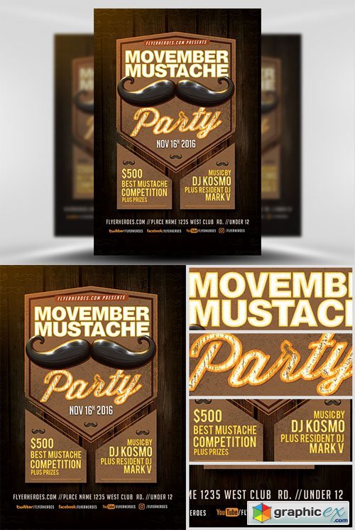 Classy Acts Movember Party Flyer Template