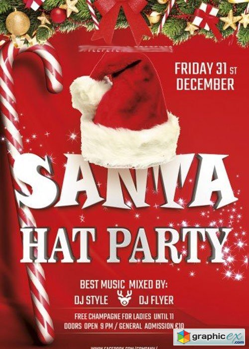 Santa hat PSD V3 Flyer Template with Facebook Cover