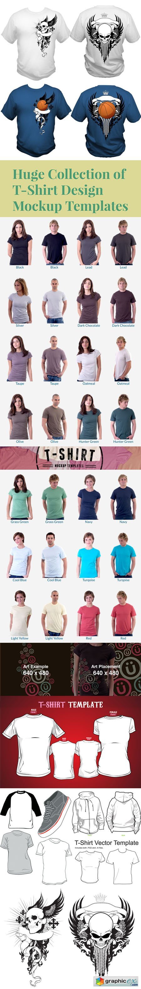 Huge Collection of T-Shirt Design Mockup Templates (PSD/AI/PNG)