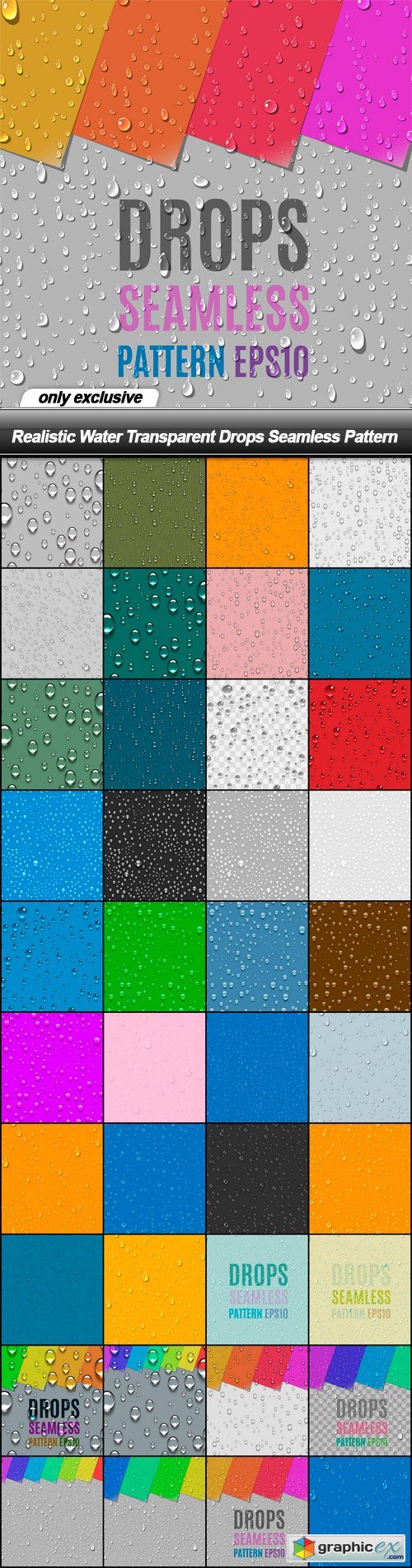 Realistic Water Transparent Drops Seamless Pattern - 40 EPS
