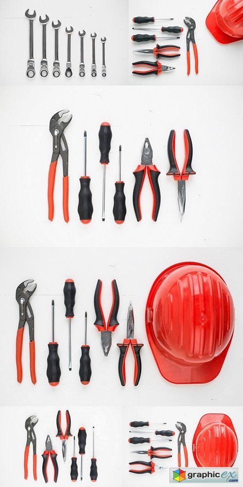 Hand tools and safety helmet knolling