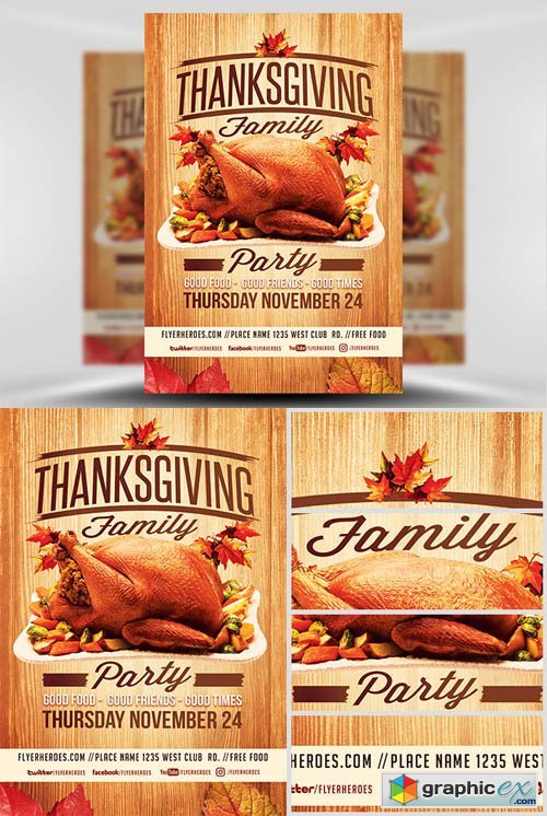 Thanksgiving Family Party Flyer Template