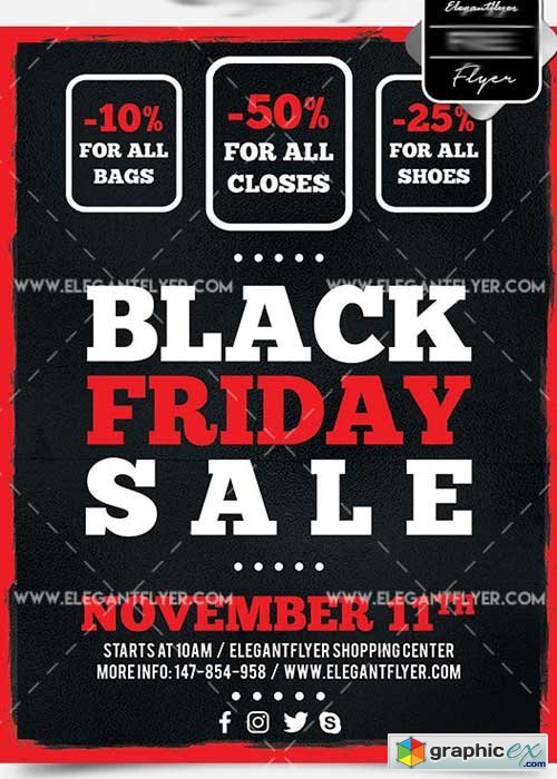 Black Friday Sale Flyer PSD V10 Template + Facebook Cover