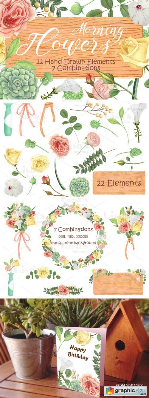 Morning Flowers-Floral Clip Art Set