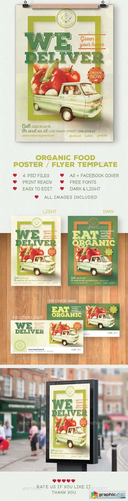Organic food poster / flyer template