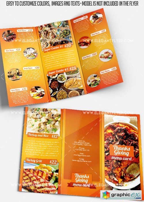 Thanksgiving Menu V1 Premium Tri-Fold PSD Brochure Template