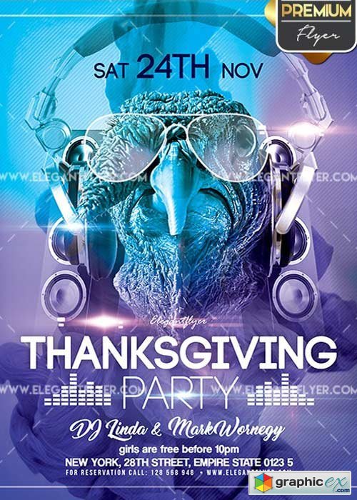 Thanksgiving Party V12 Flyer PSD Template + Facebook Cover