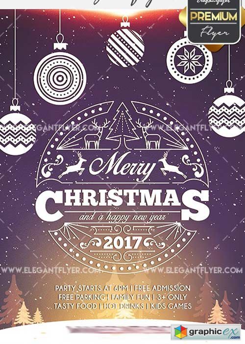 Merry Christmas V20 Flyer PSD Template + Facebook Cover