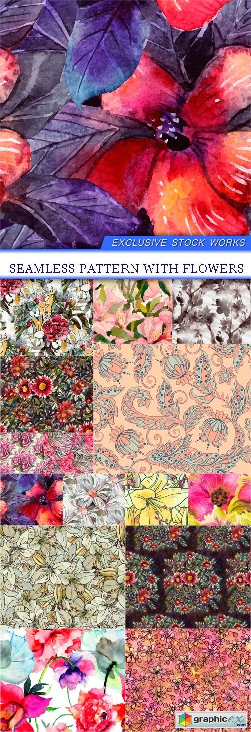 Seamless pattern with flowers 15x JPEG