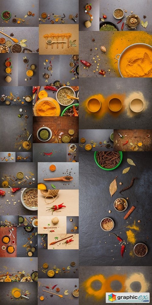 Spices and herbs.Food and cuisine ingredients 2