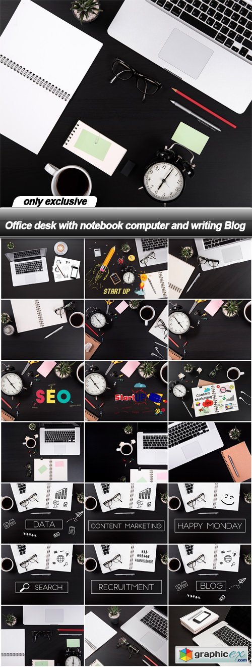 Office desk with notebook computer and writing Blog - 22 UHQ JPEG