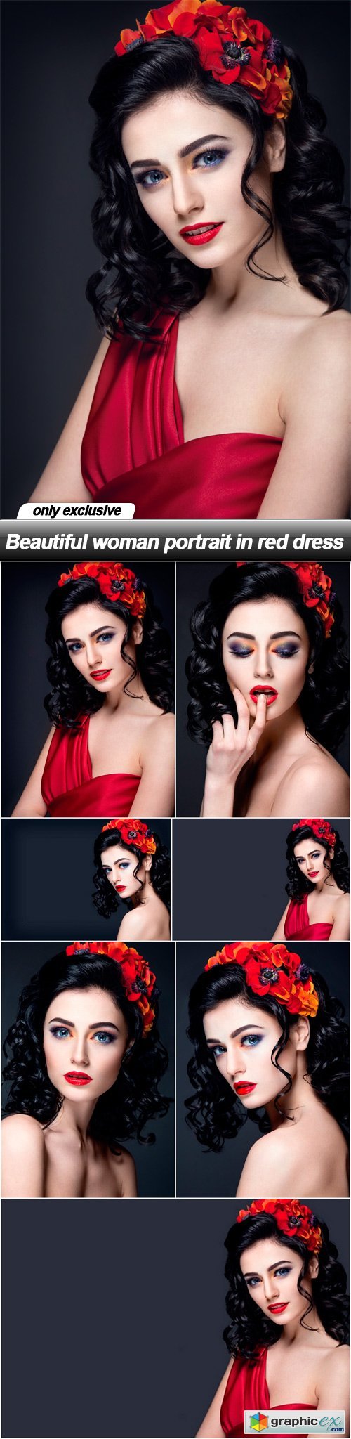 Beautiful woman portrait in red dress - 7 UHQ JPEG