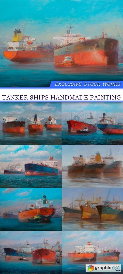 Tanker ships handmade painting 9X JPEG