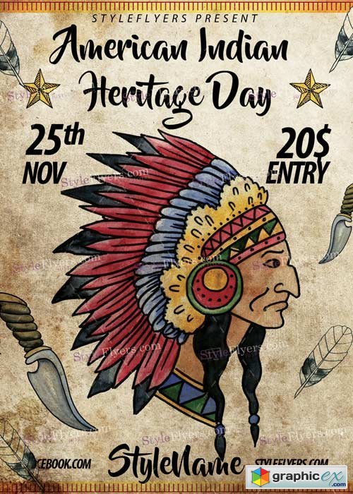 Nov 25 American Indian Heritage Day PSD V5 Flyer Template