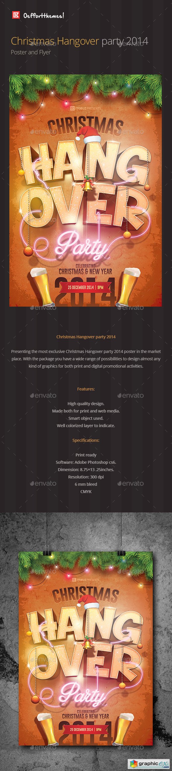 Christmas Hangover Party Poster and Flyer