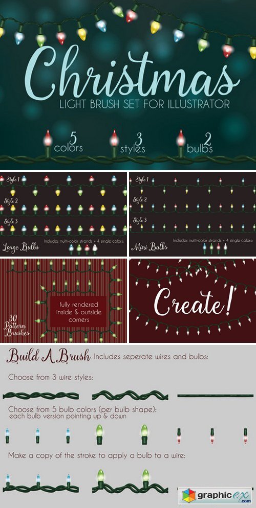 Christmas light brushes Illustrator