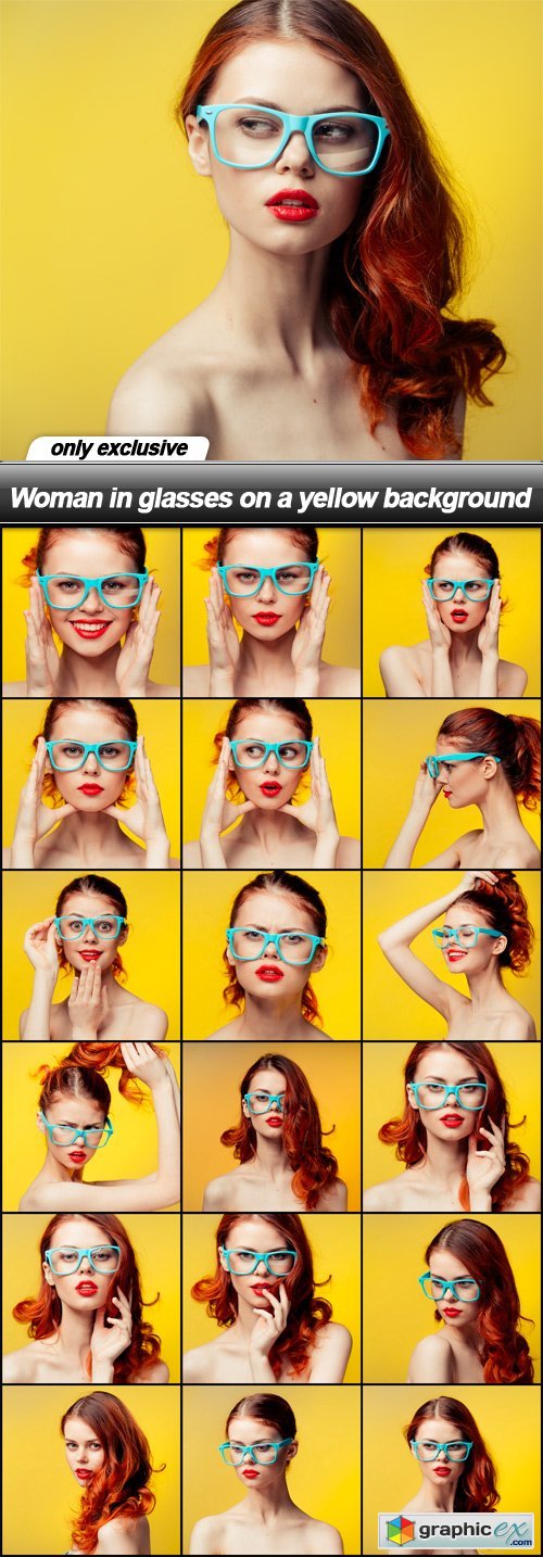 Woman in glasses on a yellow background - 19 UHQ JPEG