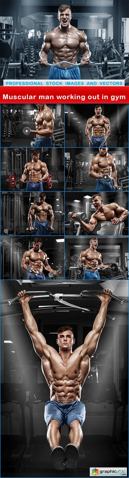 Muscular man working out in gym - 10 UHQ JPEG
