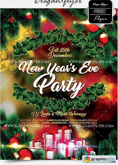 New Years Eve Party Flyer PSD V15 Template + Facebook Cover