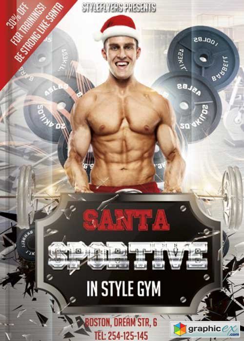 Sportive Santa V7 PSD Flyer Template with Facebook Cover