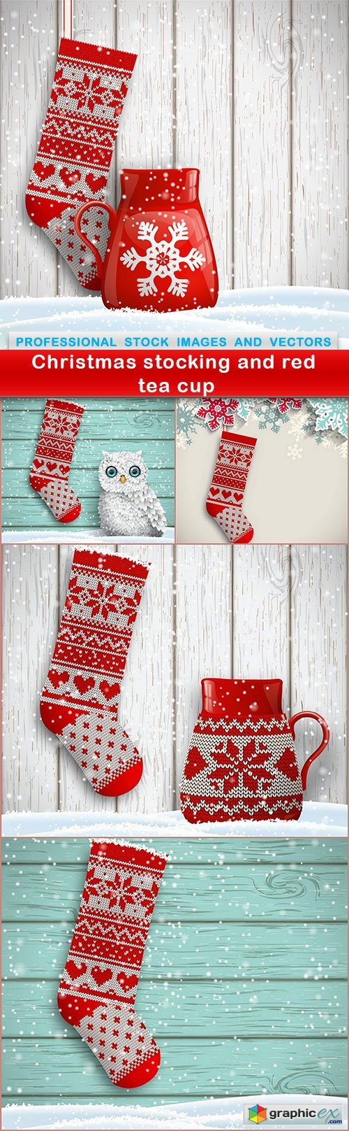 Christmas stocking and red tea cup - 5 EPS