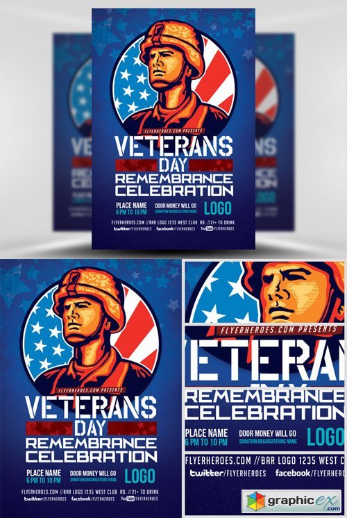Veterans Day Remembrance Celebration Flyer Template
