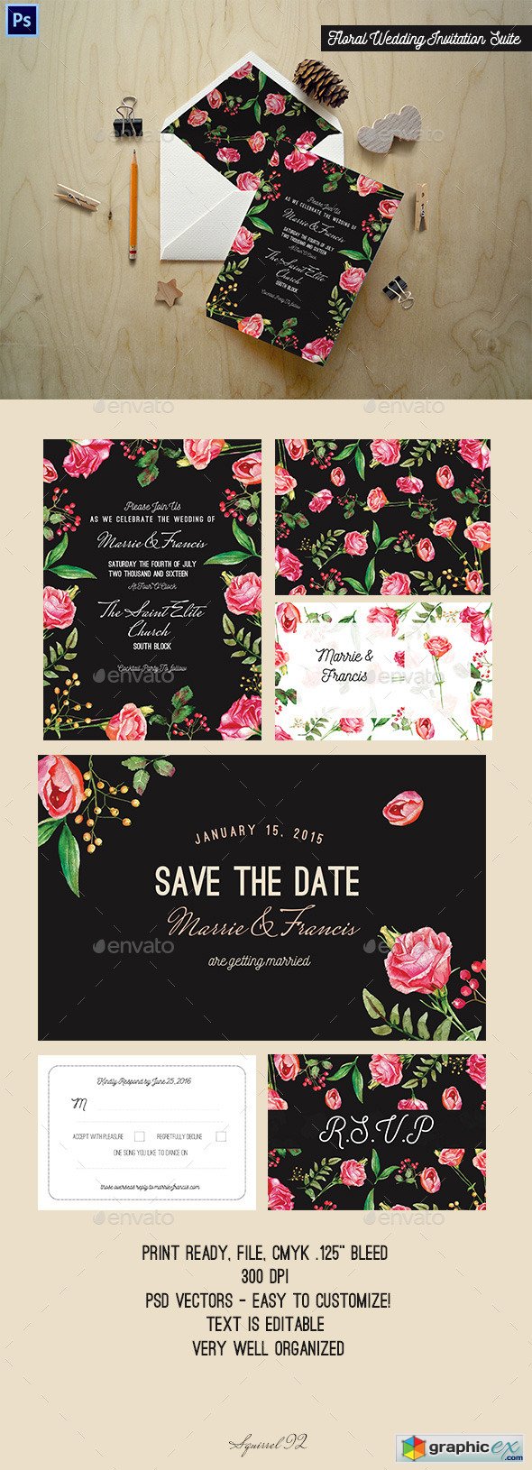 Floral Wedding Invitation Suite 13253040