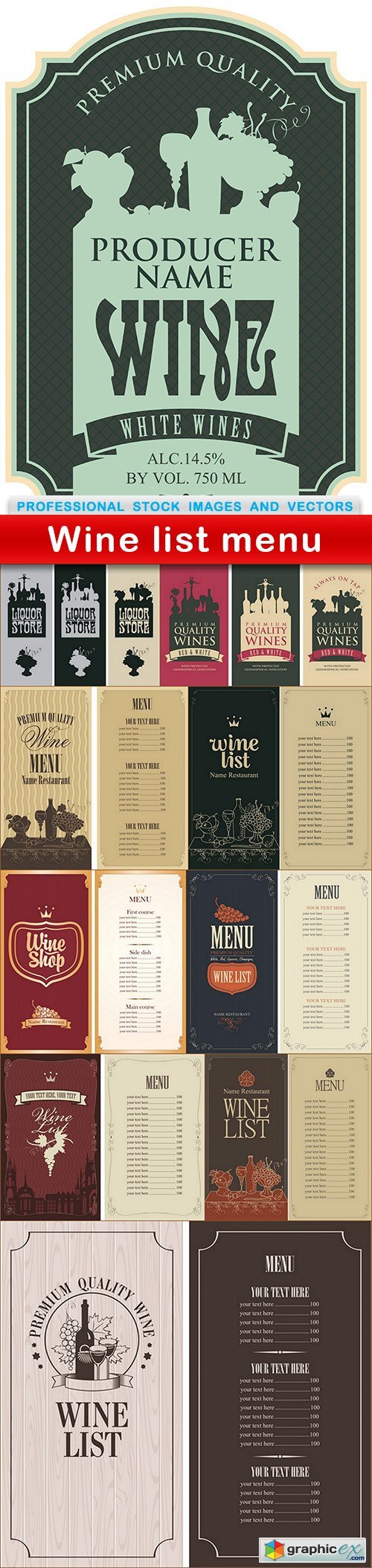 Wine list menu - 10 EPS