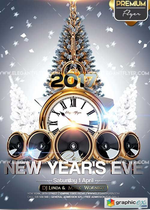 New Years Eve Party Flyer PSD V11 Template + Facebook Cover