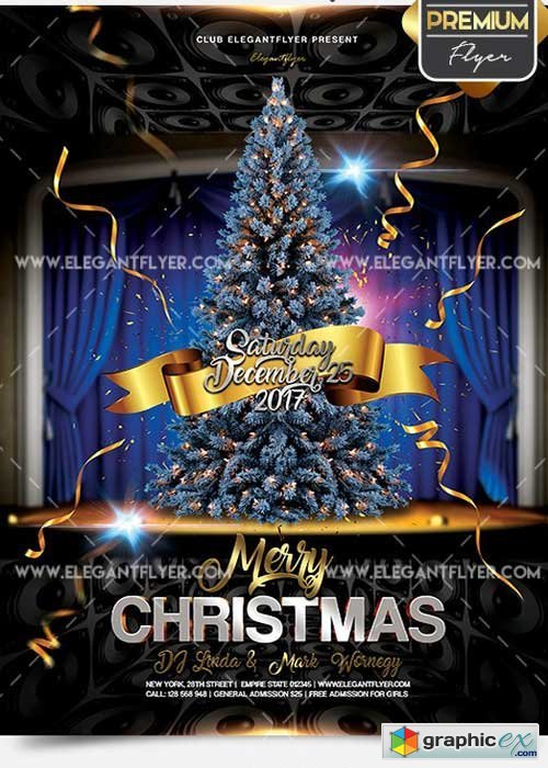 Merry Christmas Flyer PSD V02 Template + Facebook Cover