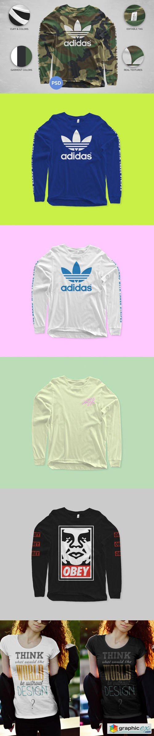 Longsleeve & Female T-shirt PSD Mockups