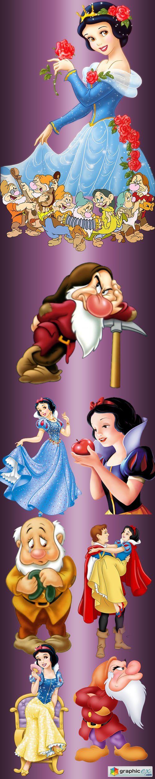 Clipart on a transparent background Snow white and the seven dwarfs