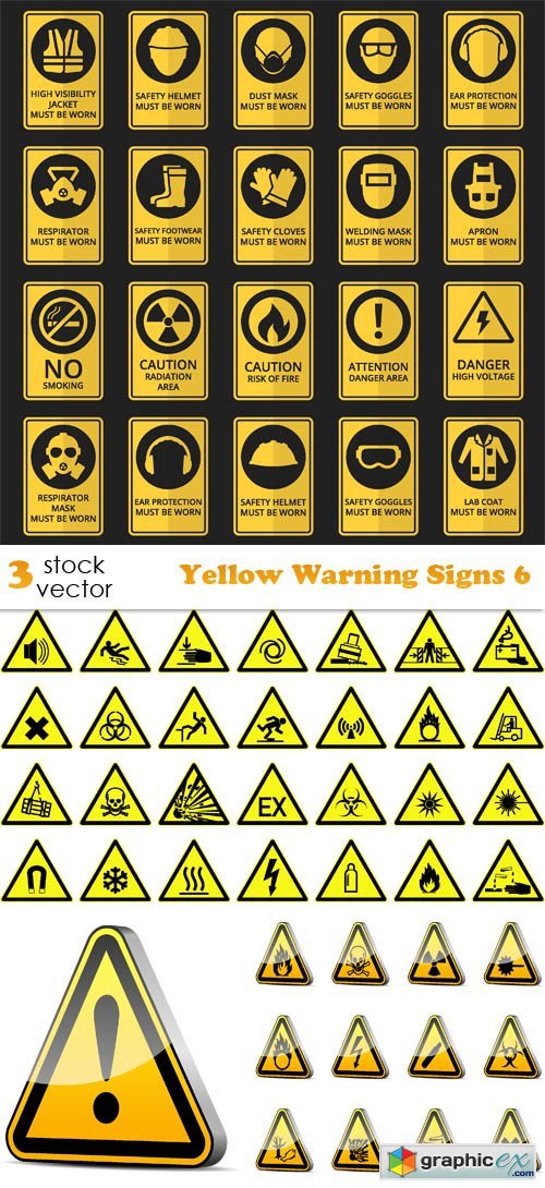 Yellow Warning Signs 6 » Free Download Vector Stock Image Photoshop Icon