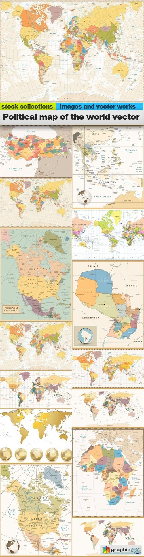 Political map of the world vector, 15 x EPS