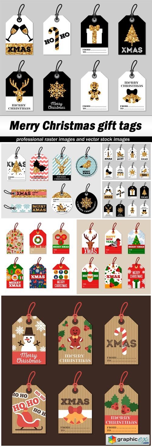 Merry Christmas gift tags - 6 EPS