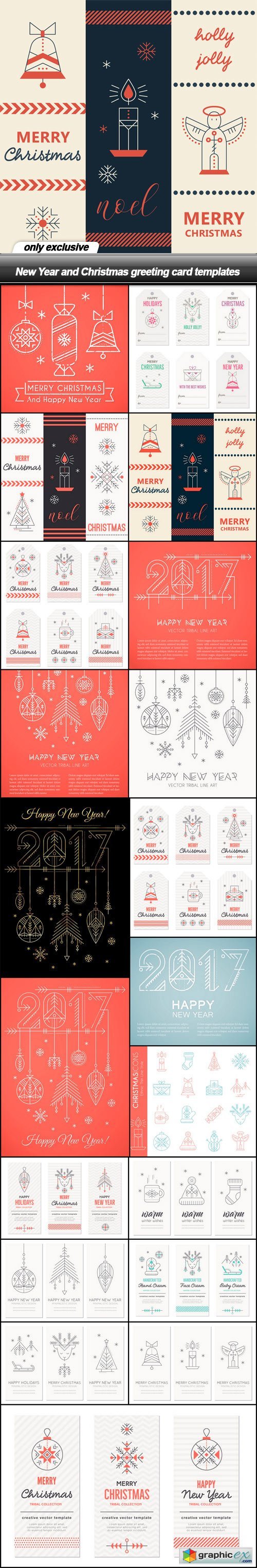 New Year and Christmas greeting card templates - 20 EPS