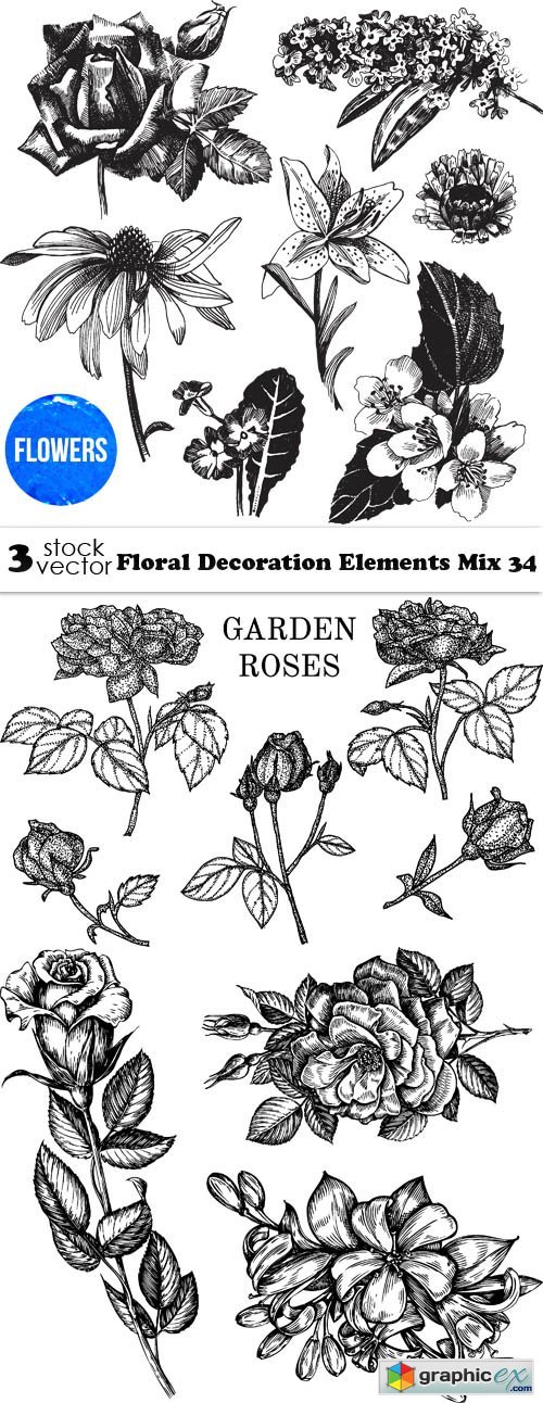 Floral Decoration Elements Mix 34