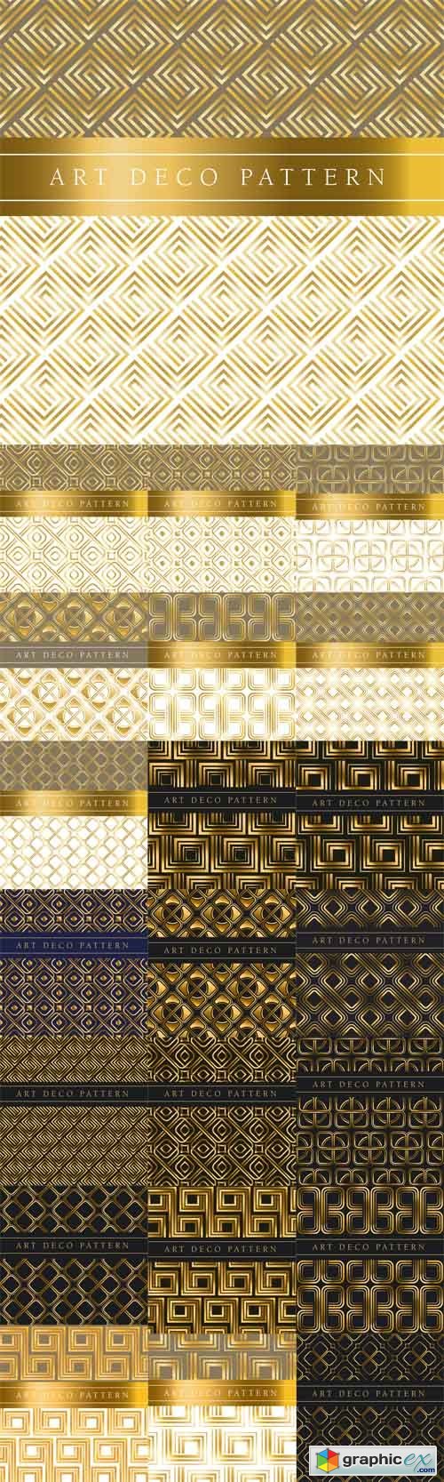 Black and Gold Seamless Pattern in Art Deco Style