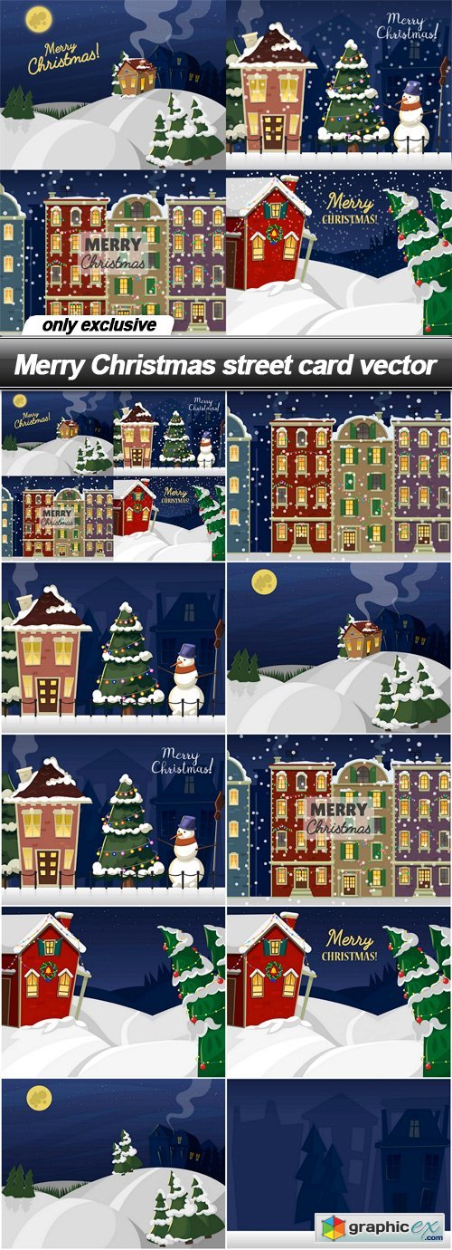 Merry Christmas street card vector - 10 EPS